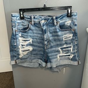 American Eagle jean shorts, size: 10. light wash ripped jeans shorts